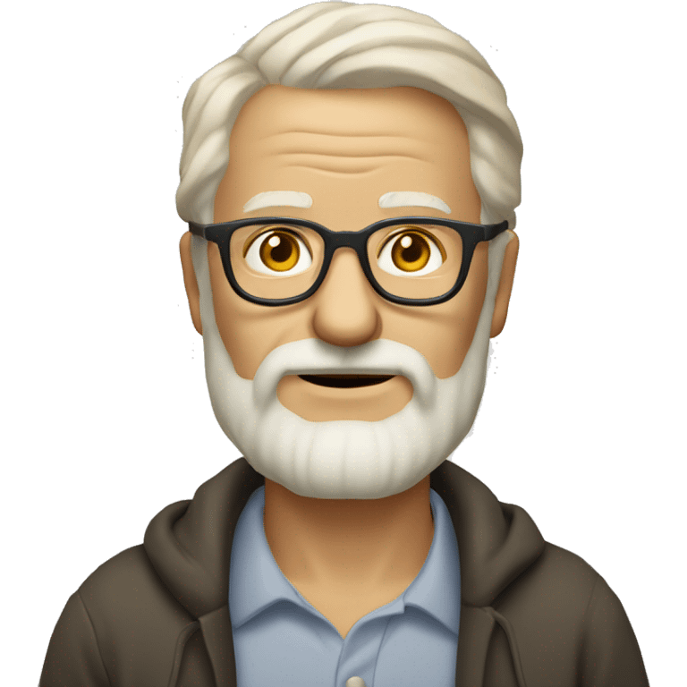 3/4 view 62 years blond old man with a very light beard with lunettes glasses emoji