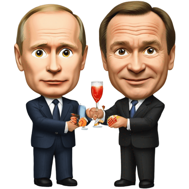 Vladimir Putin and Gerhard Schröder with shrimp cocktail  emoji