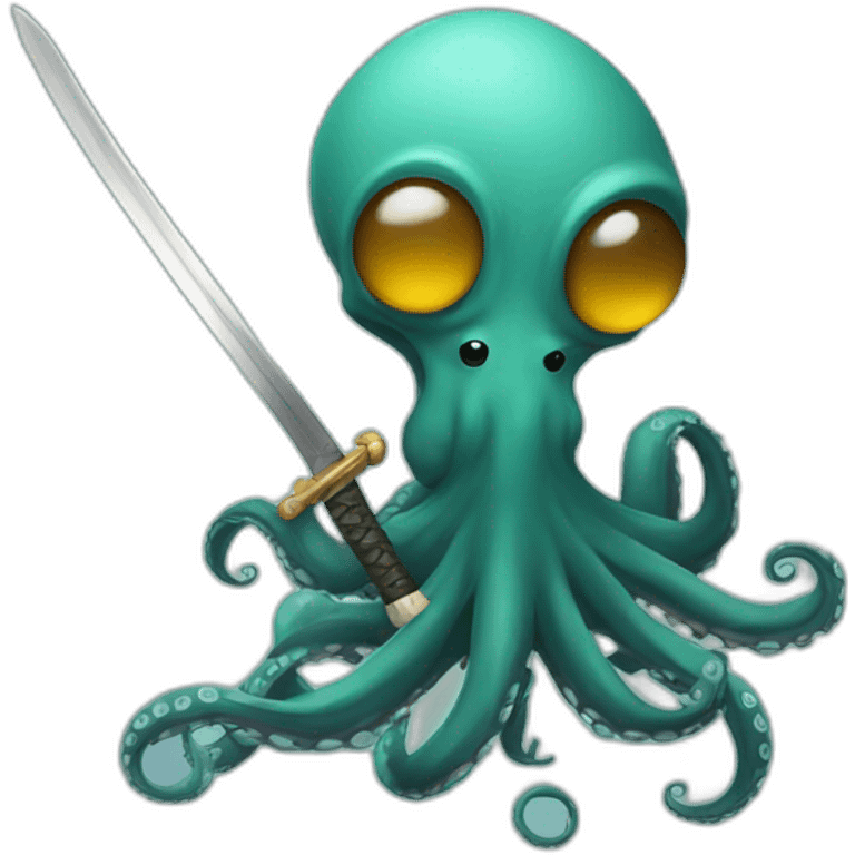 octopus holding a katana emoji