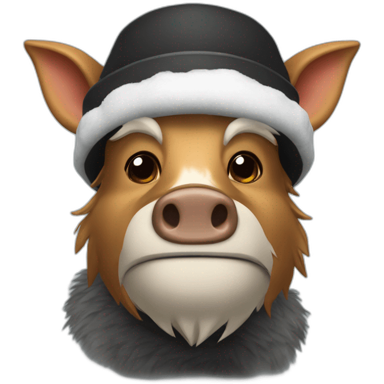 Full face doomer boar with stubble in a black winter hat emoji