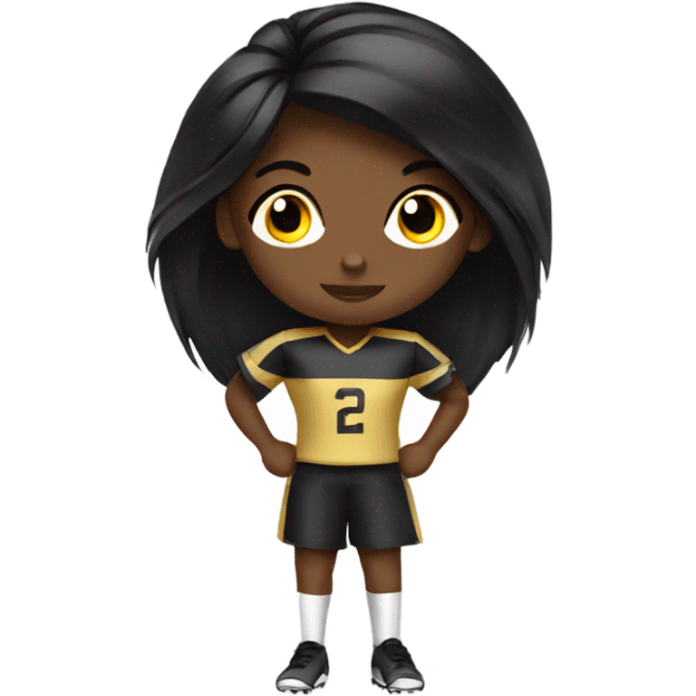 Black hair gold eye girl playing flag football emoji