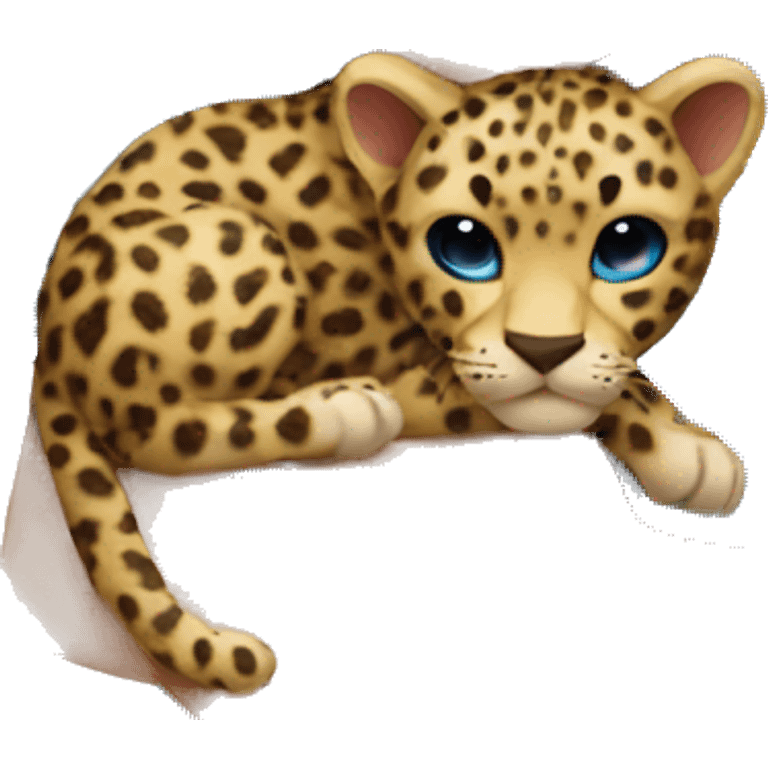 blue eye blonde boy holding stuffed leopard  emoji