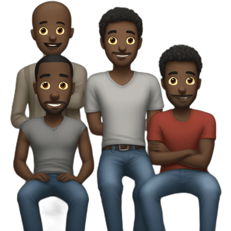 five black guys stand behind a sofa emoji