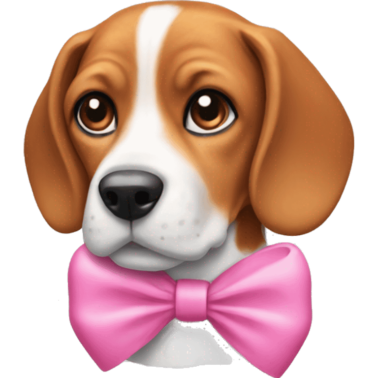 Beagle with a pink bow on its head emoji