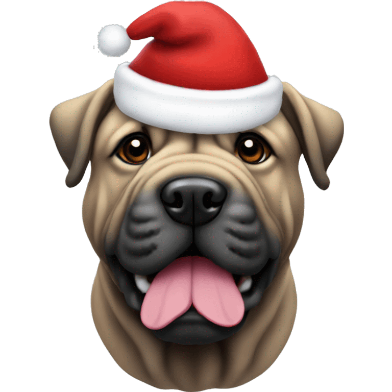 Black shar pei with Santa hat  emoji