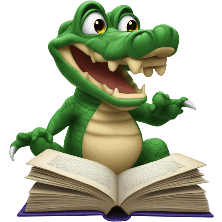 Gator reading a book emoji