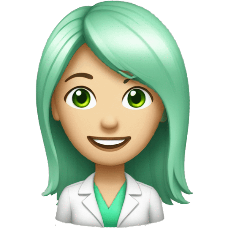 mujer dentista de ojos verdes preocupada  emoji