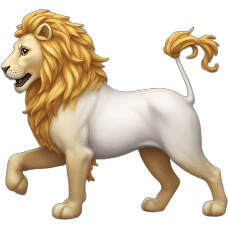 Une licorne sur un lion emoji