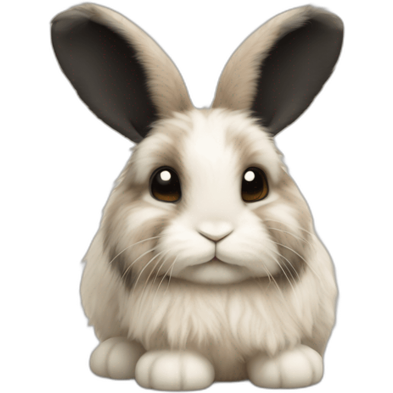 Fuzzy lop bunny with beige and black patches on the ears and back. emoji