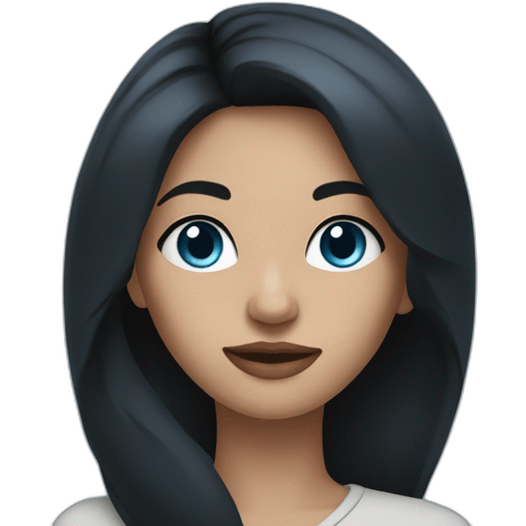 woman with black hairs and dark blue eyes emoji