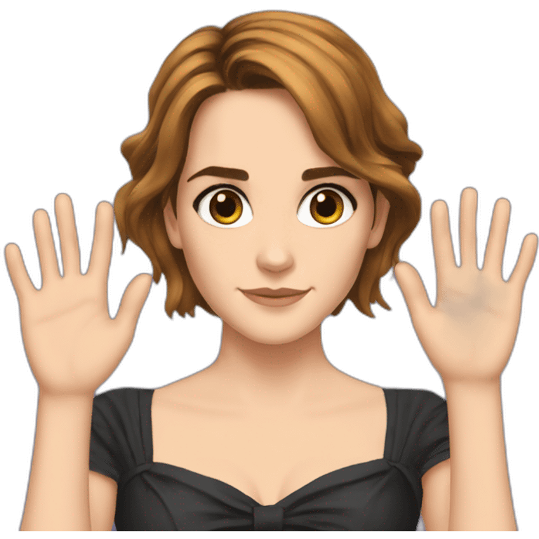 Emma Watson with big hand emoji