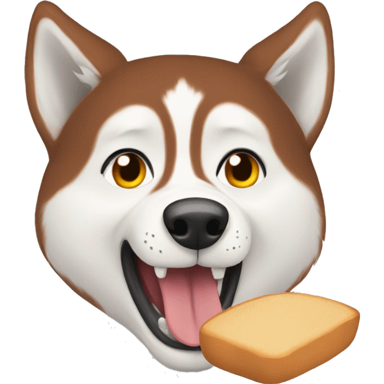 Red husky eating bread  emoji