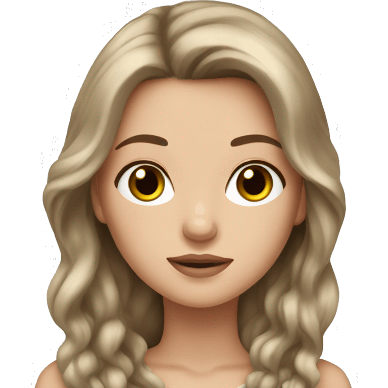 white girl with long brown hair and long lashes emoji