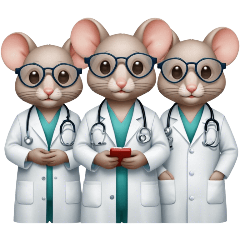 Three blind mice dressed as doctors emoji