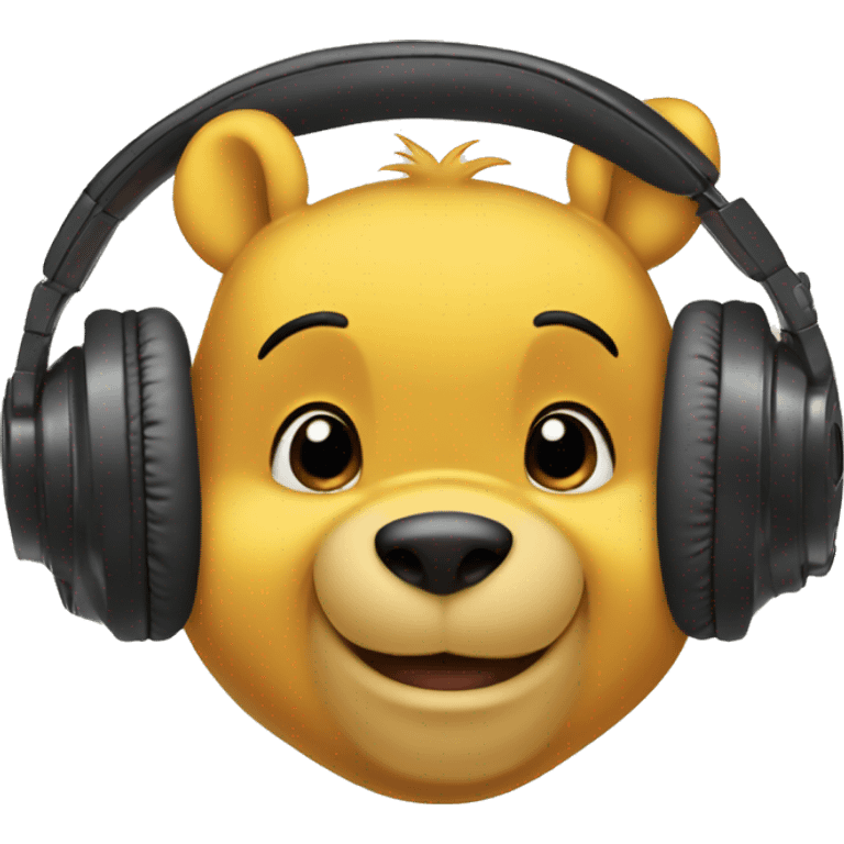 Winnie Pooh holding headphones  emoji