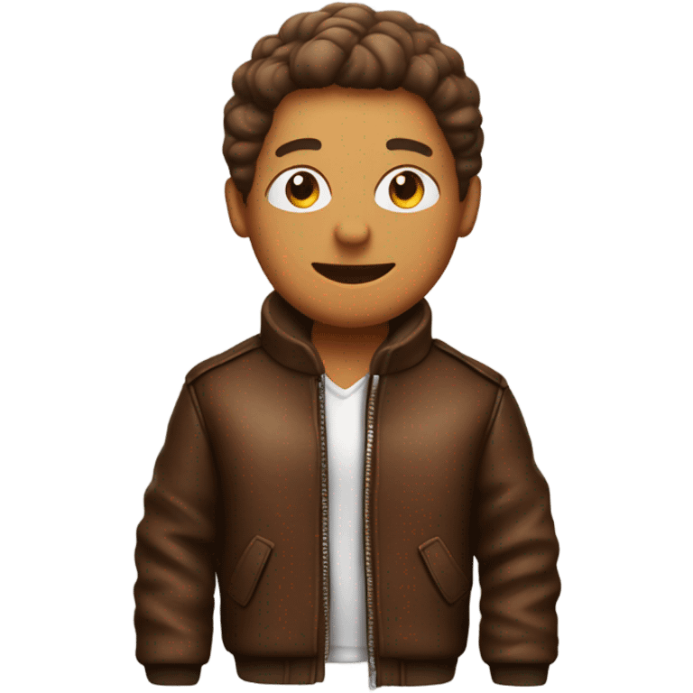 Wine bottle wearing a brown bomber leather jacket emoji