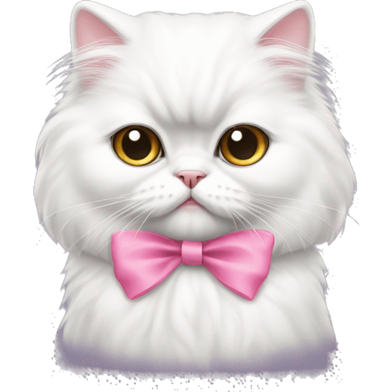 Cute white persian cat with a pink bow  emoji