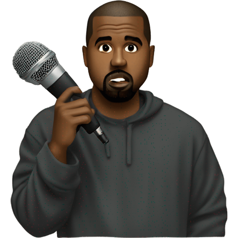 Kanye west holding a mic while rapping emoji