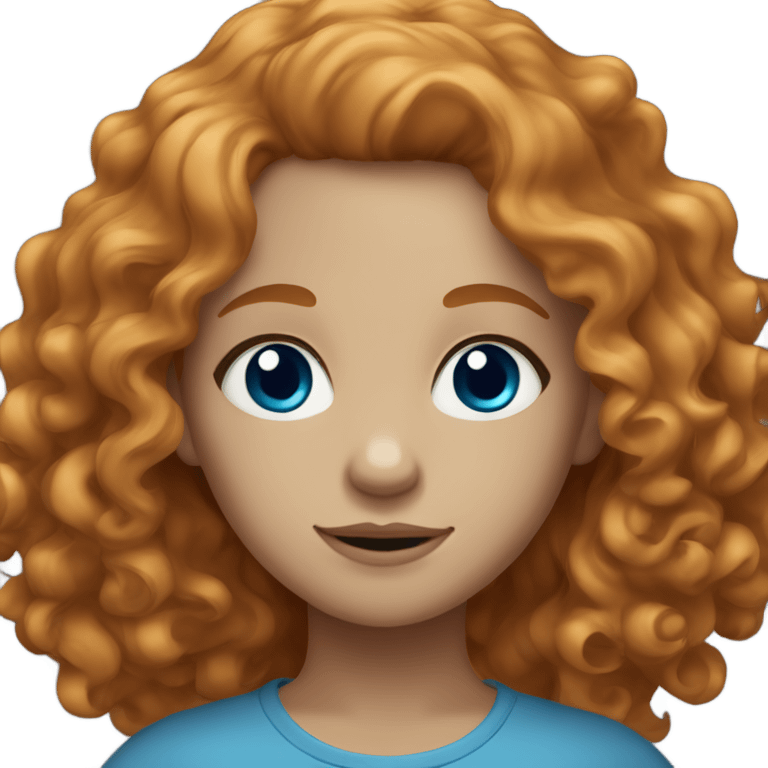 Ginger girl with wavy/ curly hair with blue cross grey eyes emoji