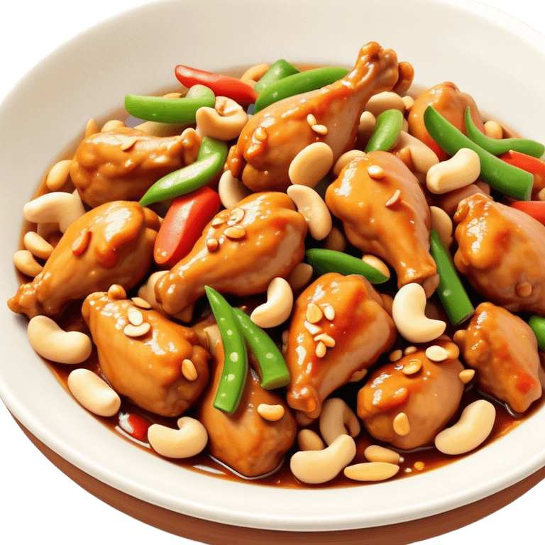 Cinematic Realistic Kung Pao Chicken Dish Emoji, showcasing spicy, stir‚Äêfried chicken with peanuts and vegetables rendered with dynamic textures and vibrant lighting. emoji