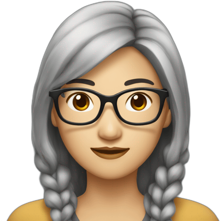 une femme asiatique brune à lunette emoji