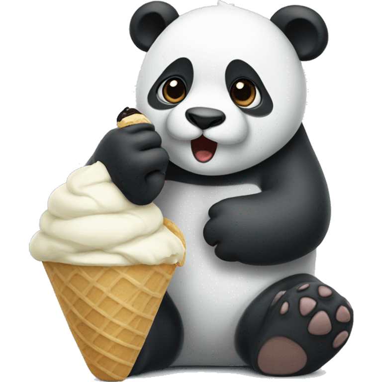 Panda eating ice cream emoji