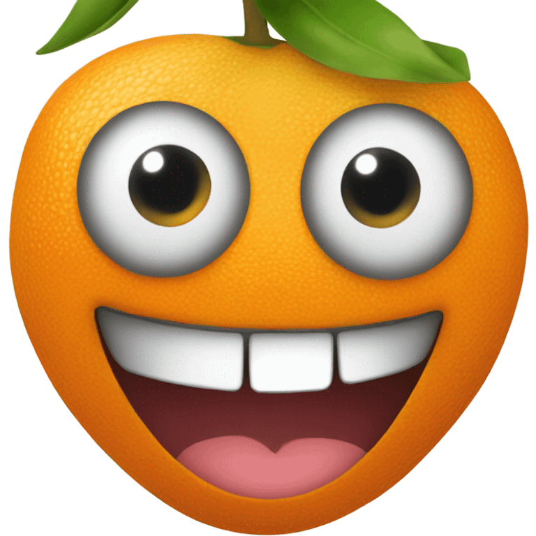 Orange fruit with eyes cute emoji