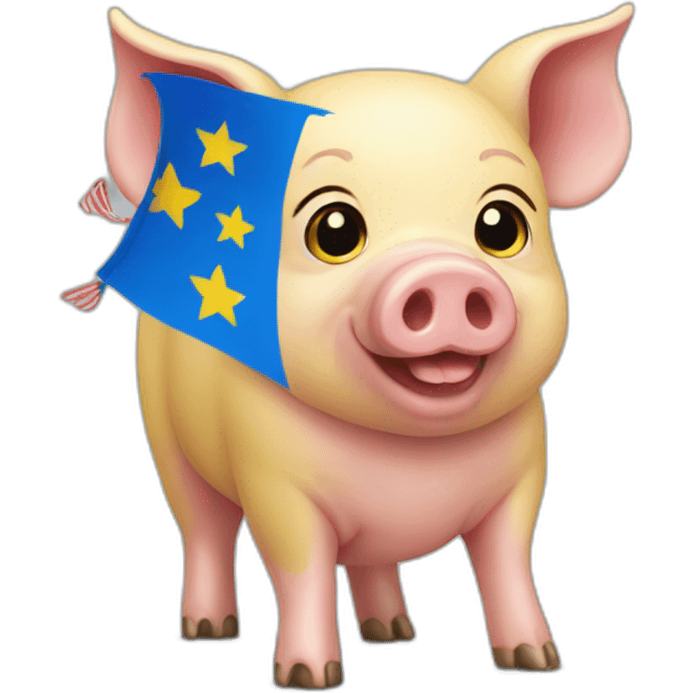 Pig with flag yellow blue emoji