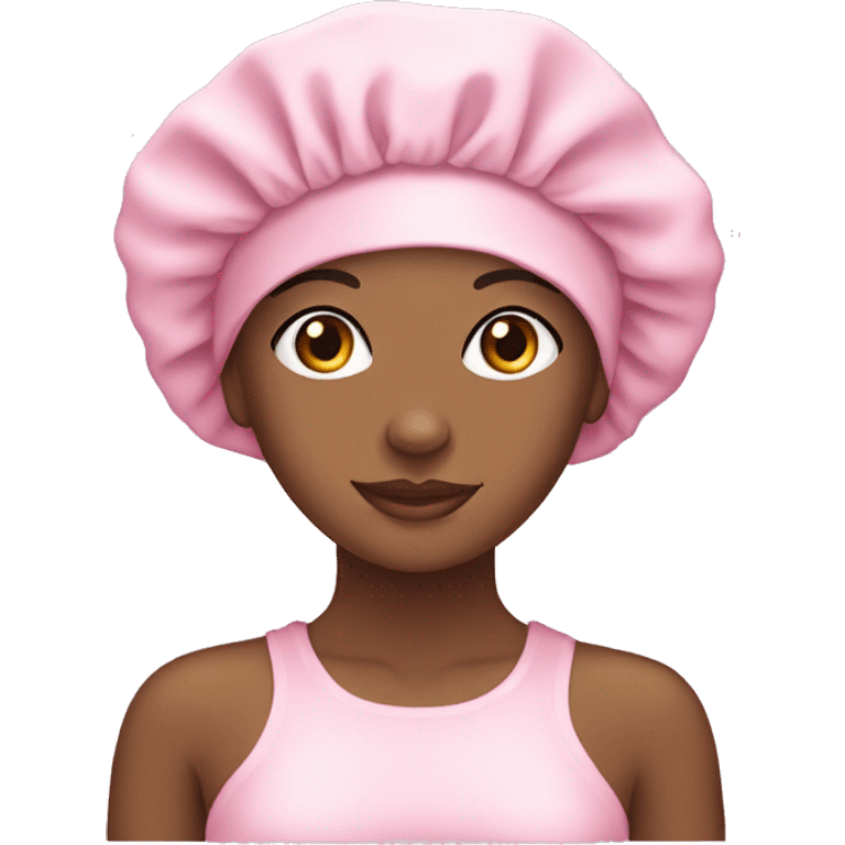 Pretty girl in light pink shower cap emoji