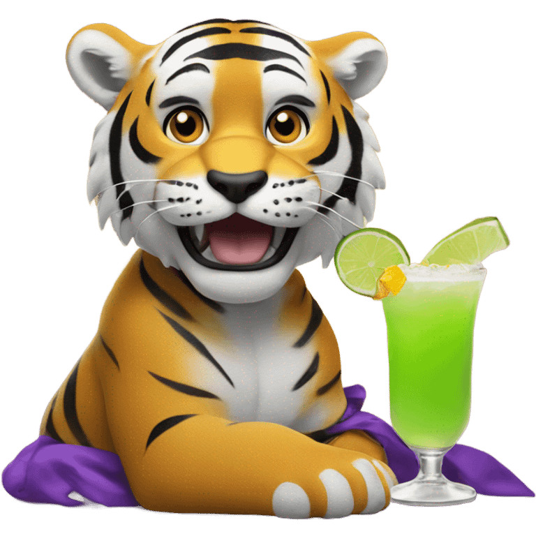 LSU Mike the Tiger with margarita  emoji