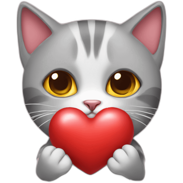 cat holding a heart emoji