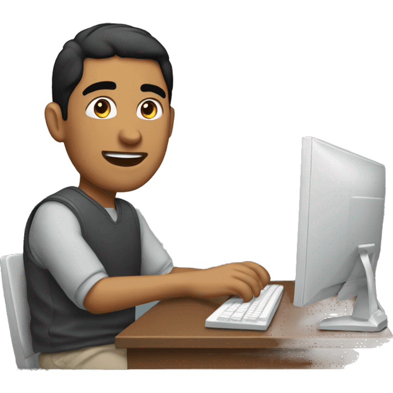 Hispanic guy playing on PC emoji