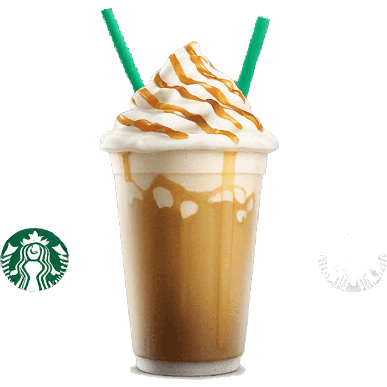 Starbucks iced vanilla latte with caramel drizzle emoji