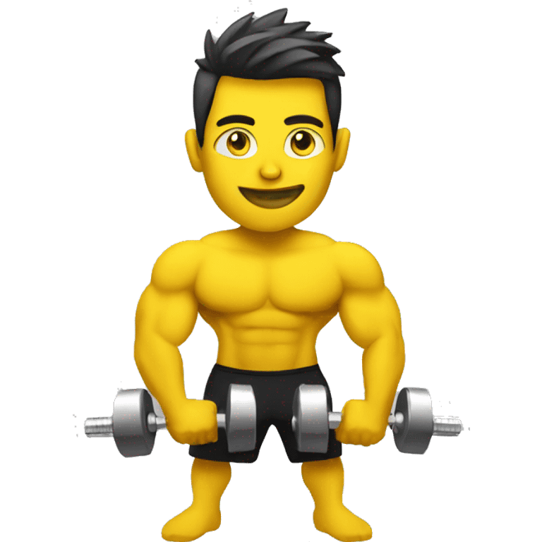 personal trainer with yellow skin holding dumbbells emoji