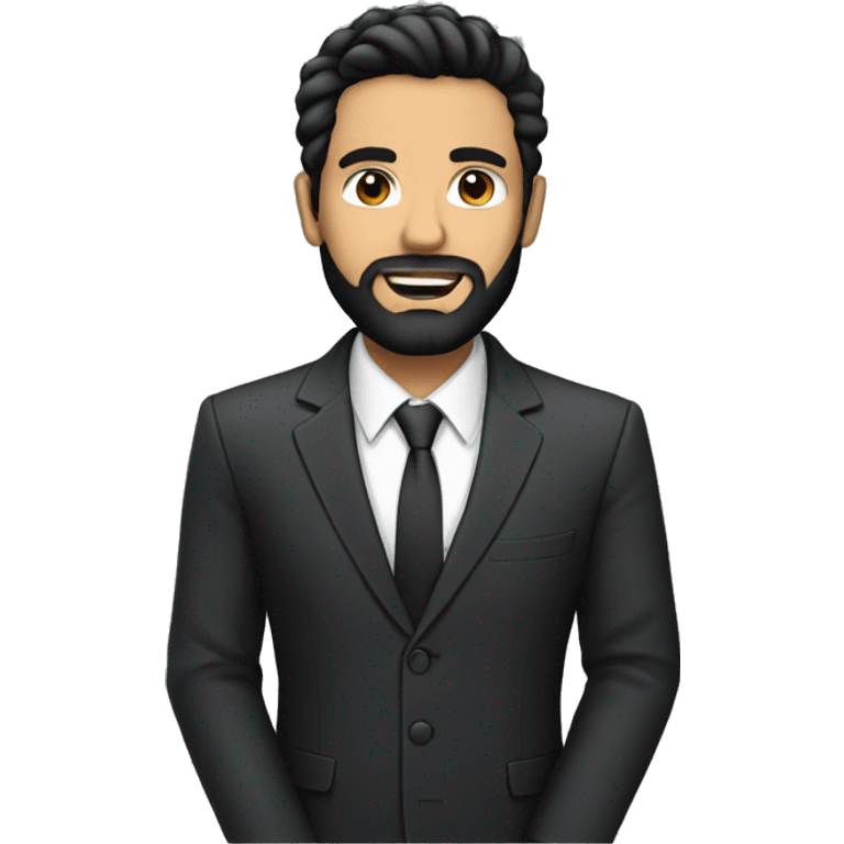 Man in suit with black hair and beard emoji