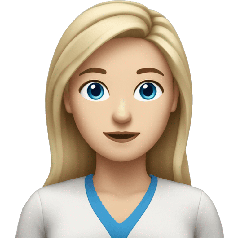 woman teacher with blue eyes and dark blonde not very long hair emoji