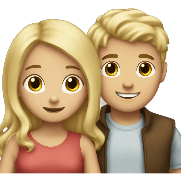 blonde haired girl and brown haired boy hugging emoji