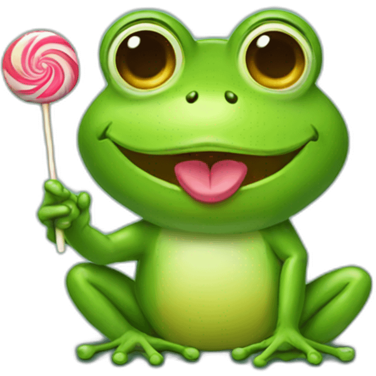 Frog holding a lollipop  emoji