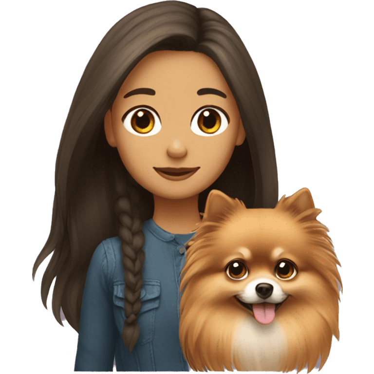 Girl with long hair and pomeranian  emoji