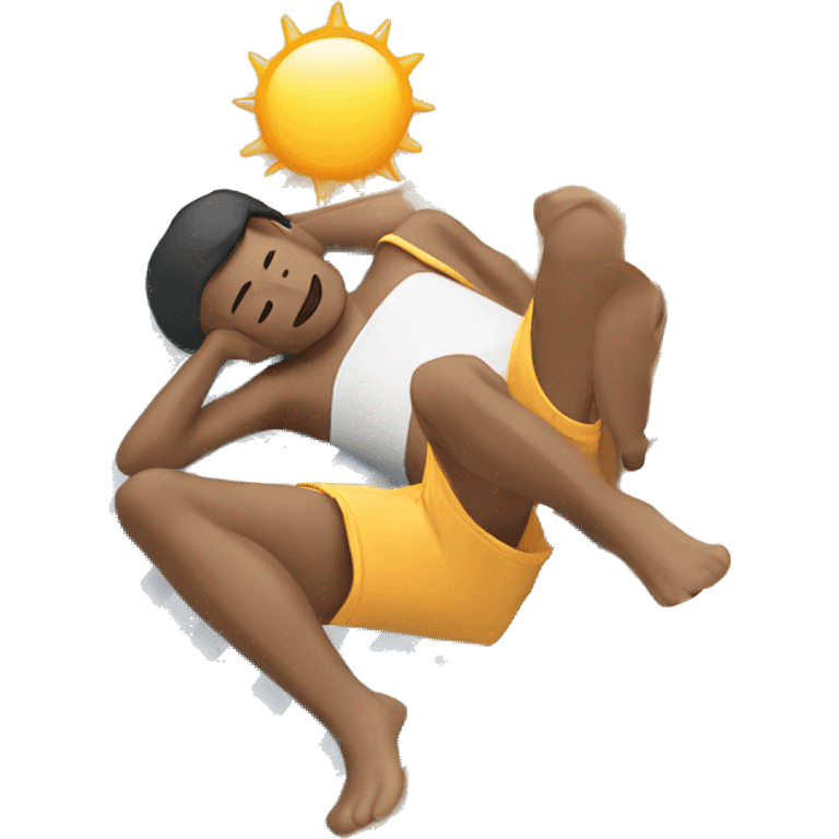 Guy laying on beach with sun out  emoji