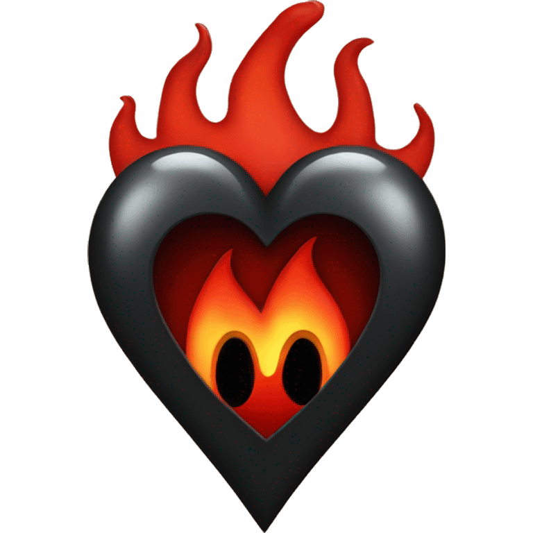 One black heart with red flames around it emoji