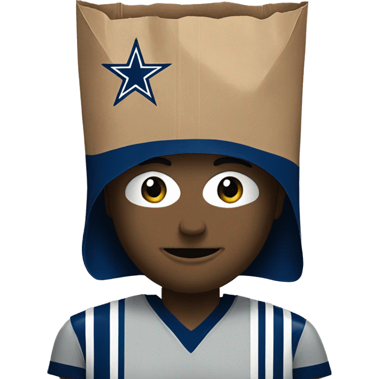 Dallas cowboy fan with paper bag over head emoji