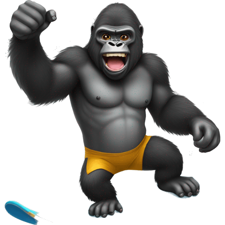 Gorilla surfing giving a thumbs up emoji