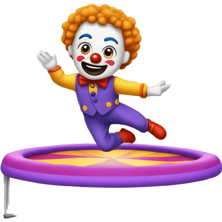 A man jumps on a trampoline in a clown costume emoji