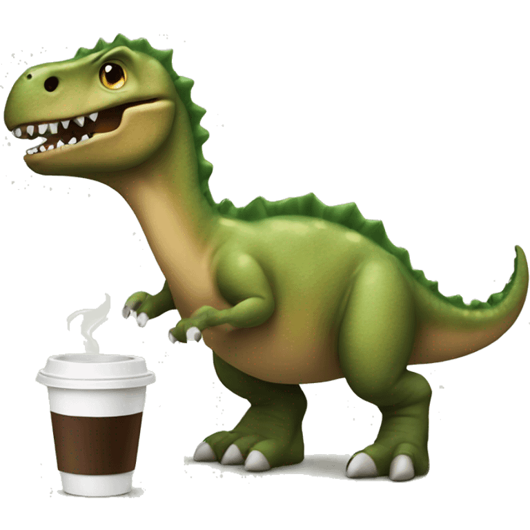 Dino with coffee emoji