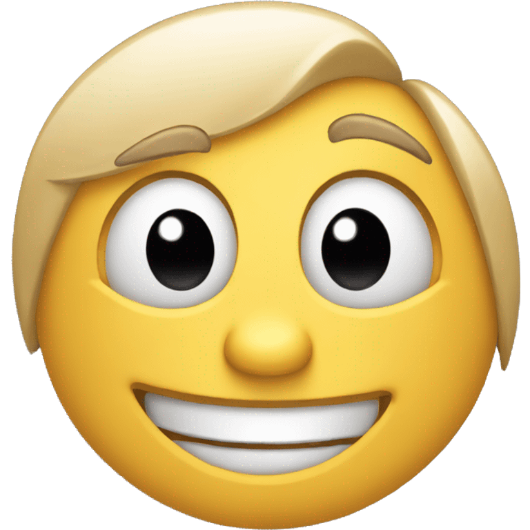 Happy emoji face looking to side emoji