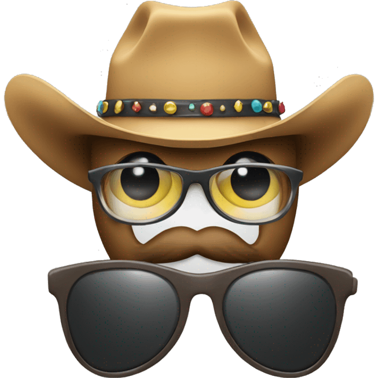 Cowboy hat with party glasses emoji