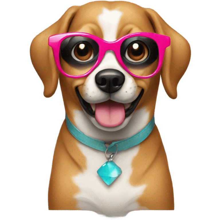 Dog wearing party glasses  emoji