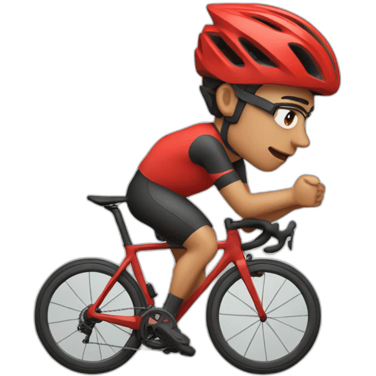 Cyclist with red road bike emoji