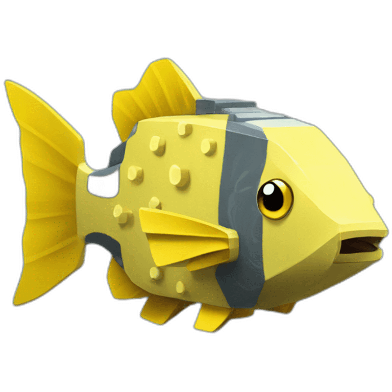 cube yellow fugu fish with two fins in minecraft style full size emoji